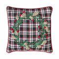 Puesta En Escena 16 x 16 in. Black Plaid Wreath Embroidered Pillow PU3115571